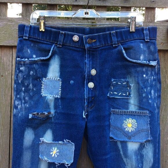 VINTAGE LEVI’S DISTRESSED PRAIRIE JEANS! SZ L - Picture 2 of 12